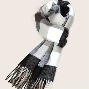 1pc Autumn And Winter Men's Imitation Cashmere Scarf, Thickened Couple Neck Scarf For Gift