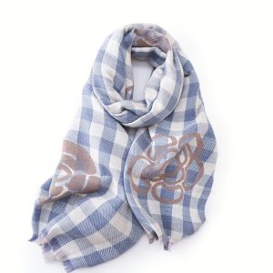 Women's Striped Rose Shawl, Fashionable Imitation Cashmere, Soft And Warm Short Tassel Shawl, Autumn And Winter Decoration All-match Cold-proof Blanket Scarf