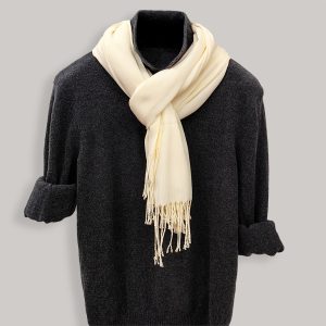 Men's Soft & Warm Frayed Hem Faux Cashmere Winter Scarf