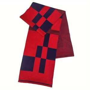 Men's Vintage-Inspired Plaid Wool Blend Scarf - Soft, Cozy Knit For Casual Wear & Gifts