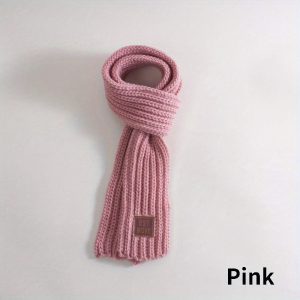 1pc Autumn Winter Children Soft Knitting Thermal Scarf, Boys Girls Lovely Outdoor Warmer Scarf