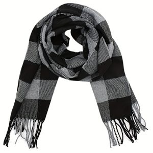 1pc Warm And Cozy Winter Plaid Fringe Edge Soft Thermal Scarf Faux Cashmere Scarf For Men And Women - Soft Thick Winter Shawls, Ideal choice for Gifts