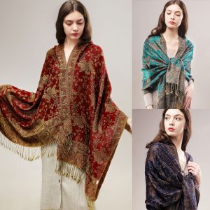 Elegant & Warm Vintage Shawl: Windproof, Stretchable Jacquard-Woven Wrap - Perfect Chic Weekend Accessory