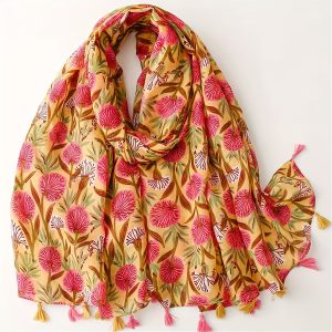 Elegant Women's Printed Scarf - Breathable Polyester, Perfect for Beach & Casual Attire