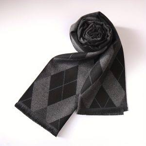 1pc Men's Classic Scarf, Soft And Warm, Polyester Blend, Classic Style, Woven Fabric, Perfect For Autumn And Winter