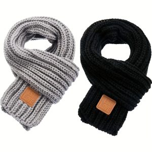 2pcs Winter Warm Knitted Scarf Warm Scarf Autumn Neck Warmer Baby Scarf For Kids Toddlers Boys Girls