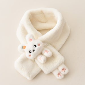 Soft and Warm Knitted Scarf for Little Girls - Cute Bunny Design, Suitable for Ages 3-14, Made of Nylon Material