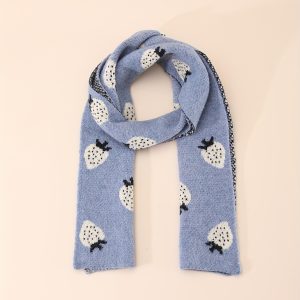 1pc Cute Knitted Scarf Strawberry Decorative Scarf For Autumn And Winter