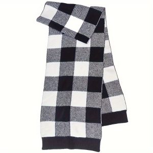 Classic Black and White Checkered Wool Scarf for Men and Women - Soft and Warm Knit Accessory - Great Gift