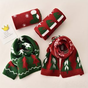 1pc Knitted Reindeer Baby Scarf: Warm And Windproof Neck Cover For Autumn And Winter With Christmas Tree Design