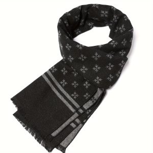 1pc Cozy Plaid Scarf - Soft Thick Imitation Cashmere, Warm and Windproof, Autumn and Winter Essential, Great Gift for Men