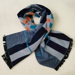 Vintage Style Knit Scarf for Men and Women ?C Multi-Color Striped, Soft and Warm with Viscose, Polyester, Acrylic, Polyamide, and Wool Blend ?C 1 Piece